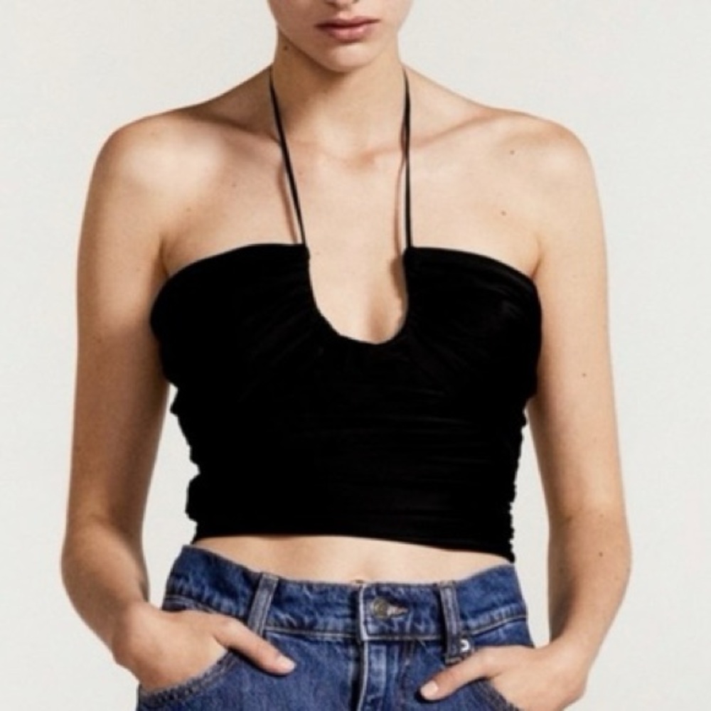 Zara Black Sleeveless Crop Top